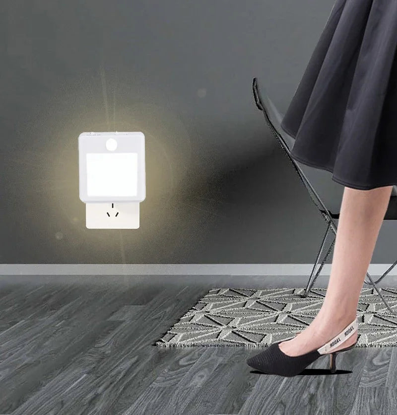Night Light Motion Sensor With LED Light EU/US Plug Lamps Children's Night Light Wireless Night Lamp For Bedside Table Bedroom Portable Night Light, Night Light