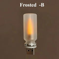 USB Flame Flickering LED Frosted Clear Glass Candle Night Light Simulated Flame for Car Home Room Laptop PC Festival Decoration
