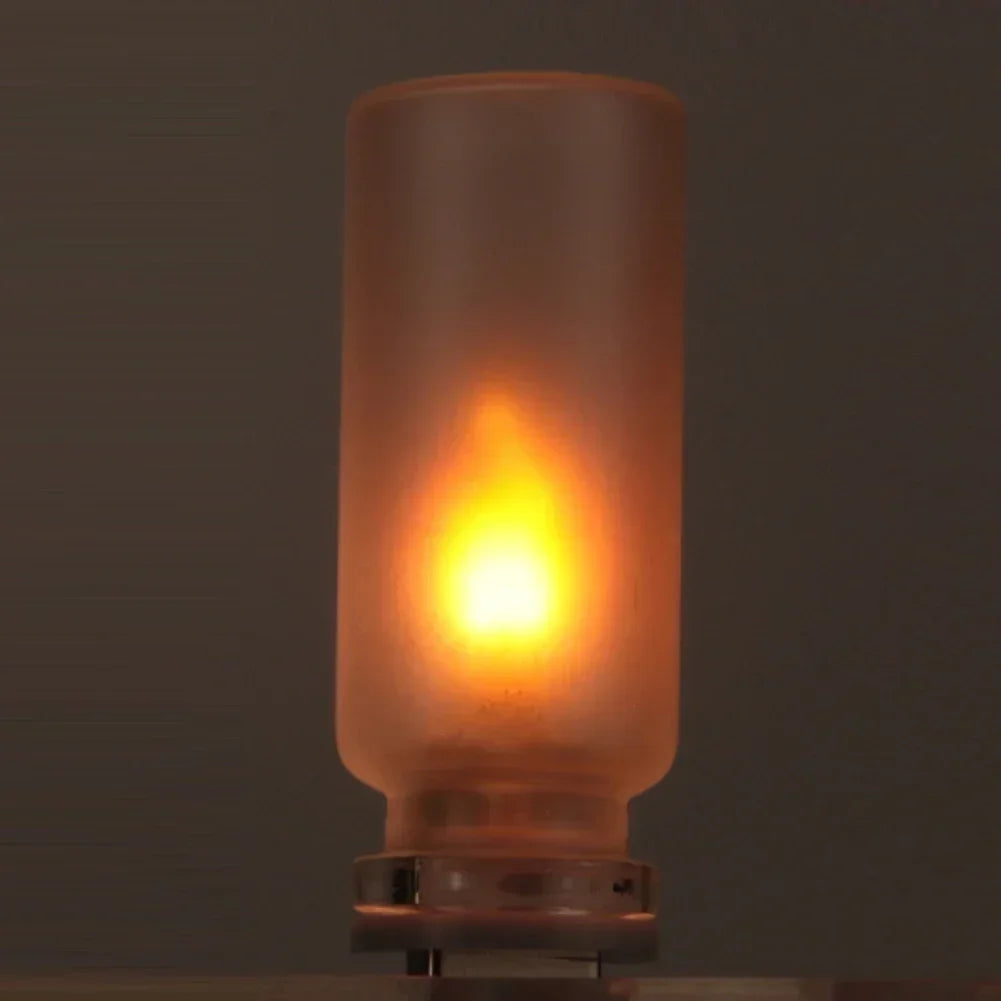 USB Flame Flickering LED Frosted Clear Glass Candle Night Light Simulated Flame for Car Home Room Laptop PC Festival Decoration