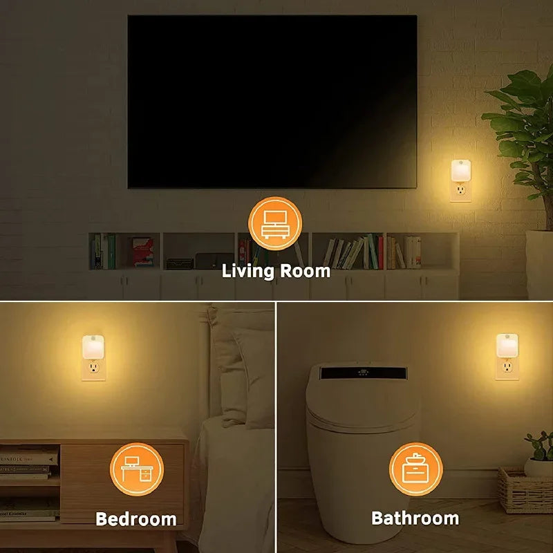 Night Light Motion Sensor With LED Light EU/US Plug Lamps Children's Night Light Wireless Night Lamp For Bedside Table Bedroom Portable Night Light, Night Light